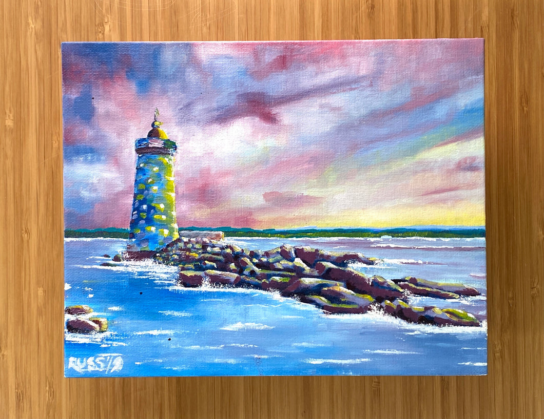 Maine Lighthouse with a California Sky — Oil Painting